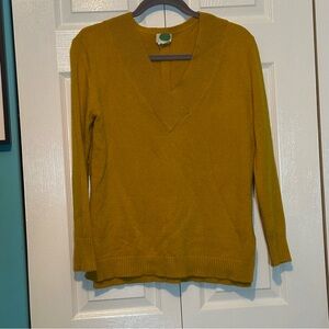 Anthropologie Mustard‎ V-Neck Sweater Size Small
